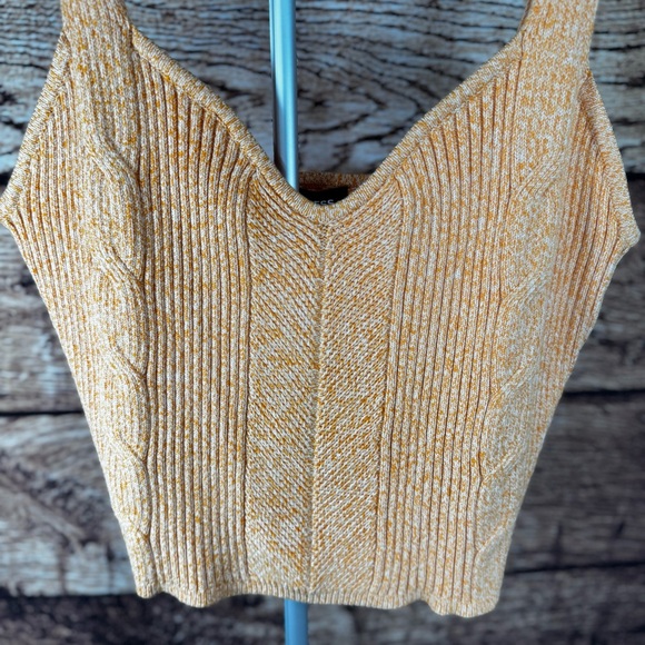 Express Marbled Orange Cable Knit Crop Top - Picture 4 of 12